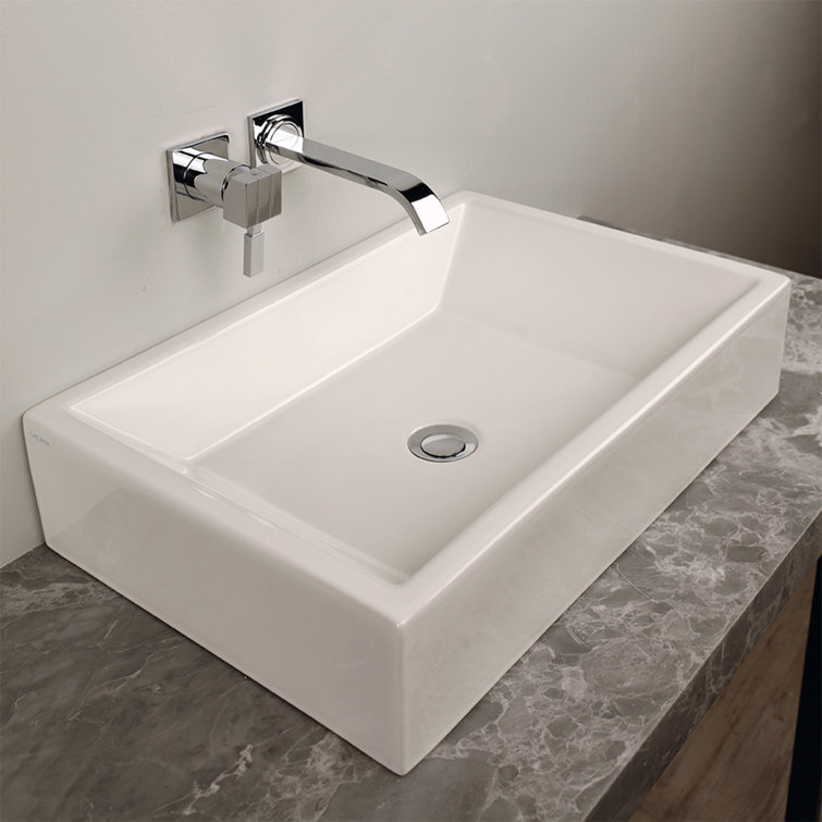 LACAVA Aquamedia 15.75'' White Porcelain Rectangular Vessel Bathroom Sink Wayfair Canada